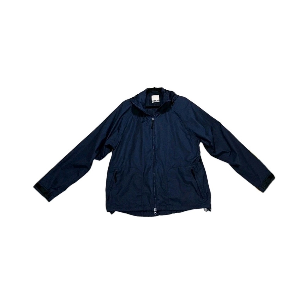 Mustro Jacket Mens Large BR1  Sailing Yachting Hooded Waterproof Navy Nautical